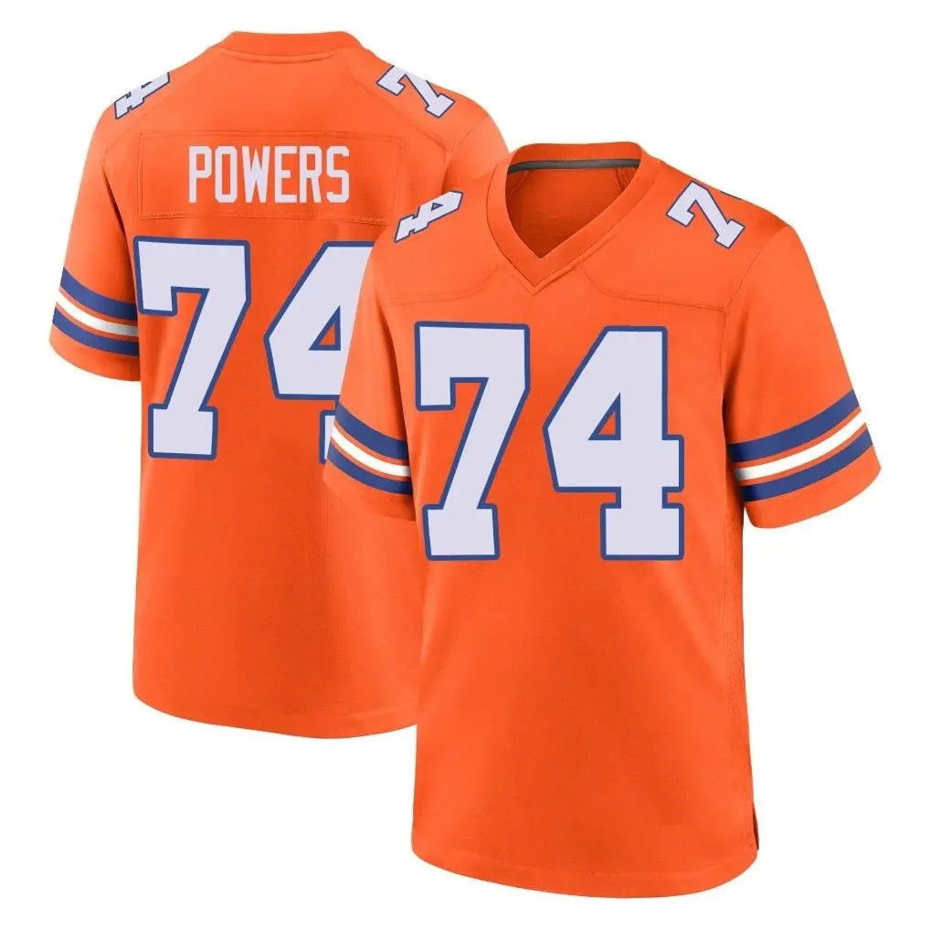 D.Broncos #74 Ben Powers Player Orange Alternate Collection Throwback Game Kdoa Stitched Jerseys