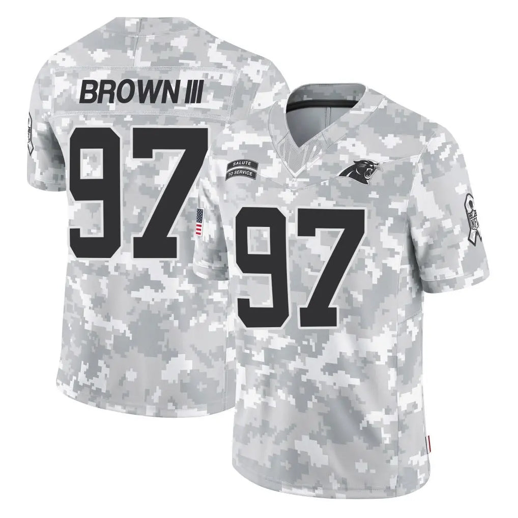 C.Panthers #97 Bobby Brown III Player Arctic Camo Salute to Service Limited Game Kdoa Stitched Jerseys