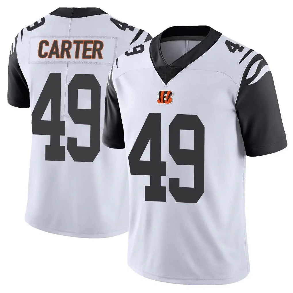 C.Bengals #49 Barrett Carter Player White Color Rush Vapor Untouchable Limted Home Game Kdoa Stitched Jerseys