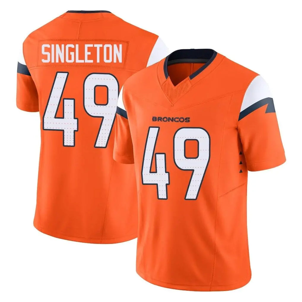 D.Broncos #49 Alex Singleton Player Orange Vapor F.U.S.E. Limited Home Game Kdoa Stitched Jerseys