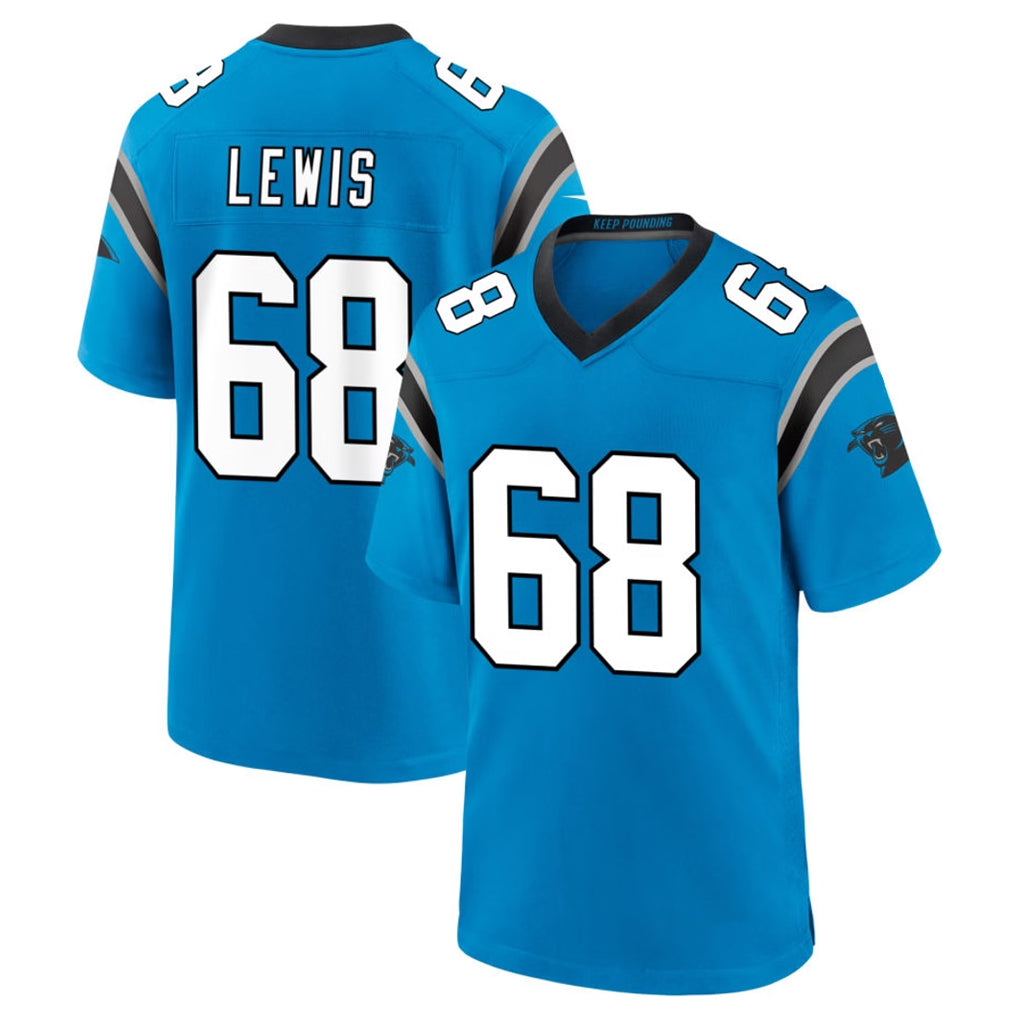 C.Panthers #68 Damien Lewis Player Blue Home Game Kdoa Stitched Jerseys