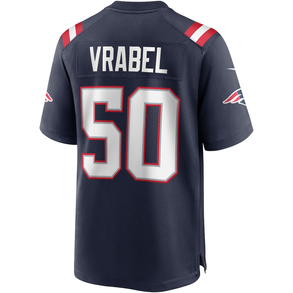 Kdoa NE.Patriots #50 Mike Vrabel Navy Game Retired Player Jersey