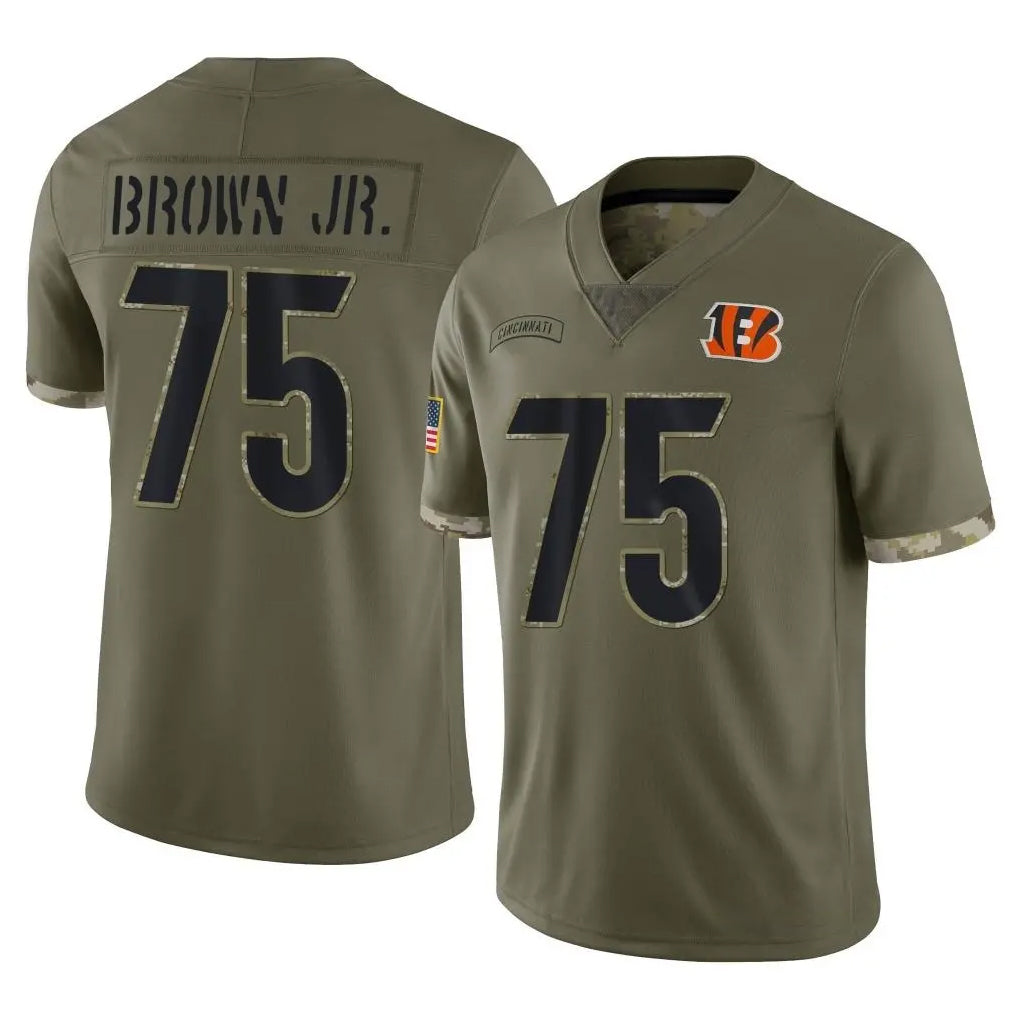 C.Bengals #75 Orlando Brown Jr. Player Olive Salute to Service Limited Game Kdoa Stitched Jerseys