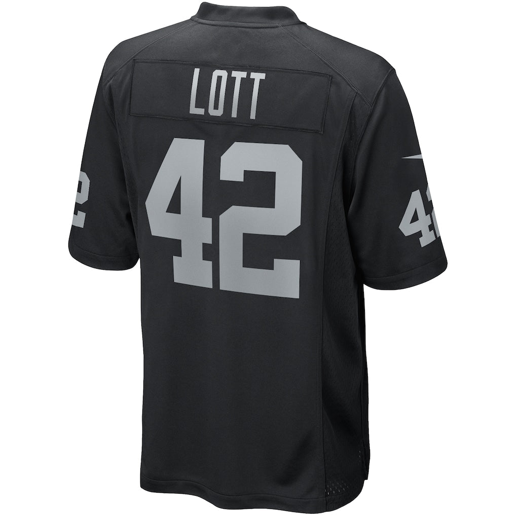 Kdoa LV.Raiders #42 Ronnie Lott Black Game Retired Player Jersey