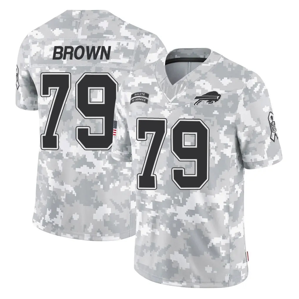 B.Bills #79 Spencer Brown Player Arctic Camo Salute to Service Limited Game Kdoa Stitched Jerseys