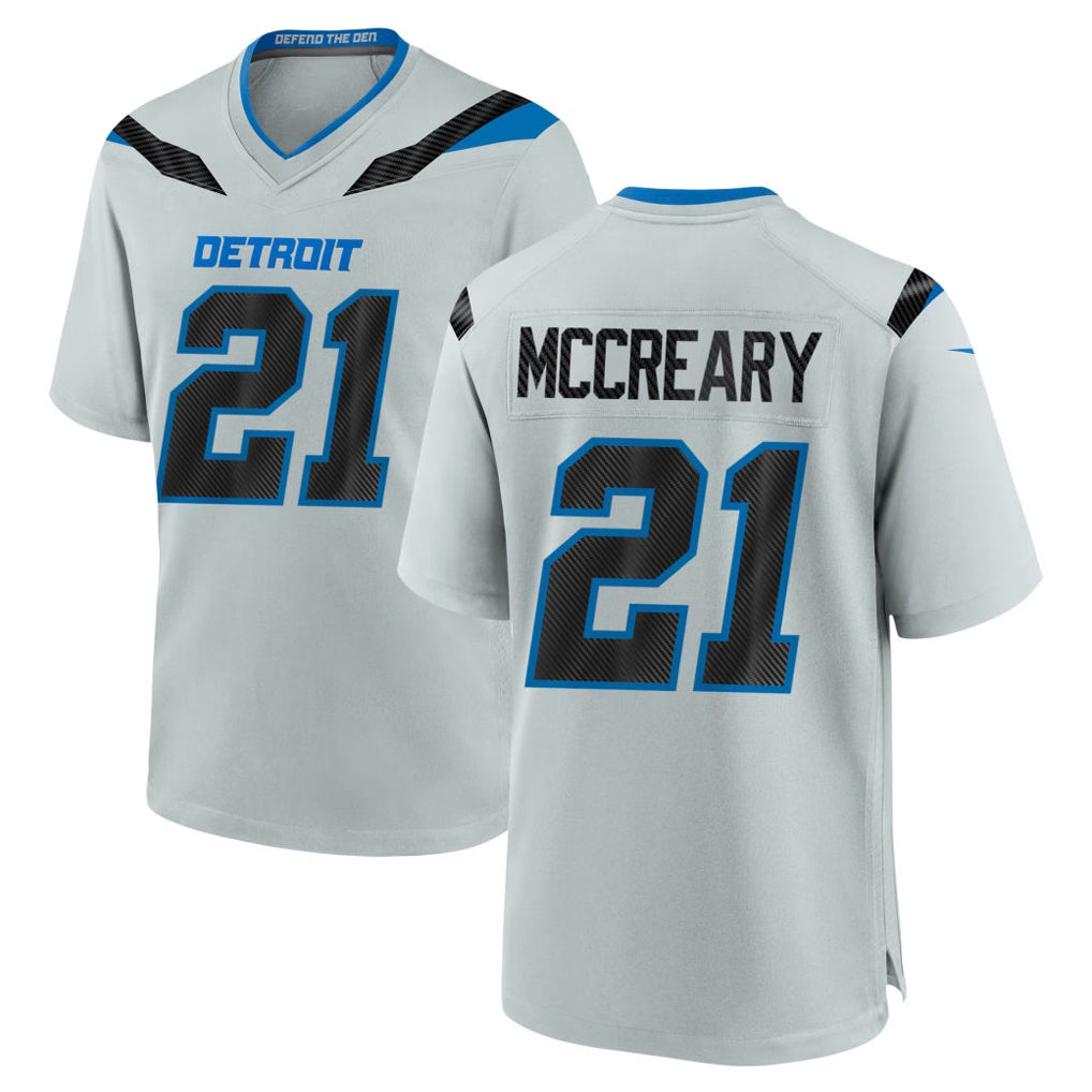 D.Lions #21 Roger McCreary Player Silver 2026 Rivalries Collection Home Game Kdoa Stitched Jerseys