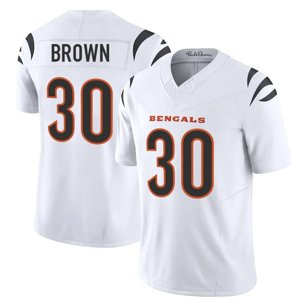 C.Bengals #30 Chase Brown Player White Vapor F.U.S.E. Limited Home Game Kdoa Stitched Jerseys