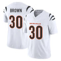 C.Bengals #30 Chase Brown Player White Vapor F.U.S.E. Limited Home Game Kdoa Stitched Jerseys