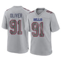 B.Bills #91 Ed Oliver Player Gray Home Game Kdoa Stitched Jerseys
