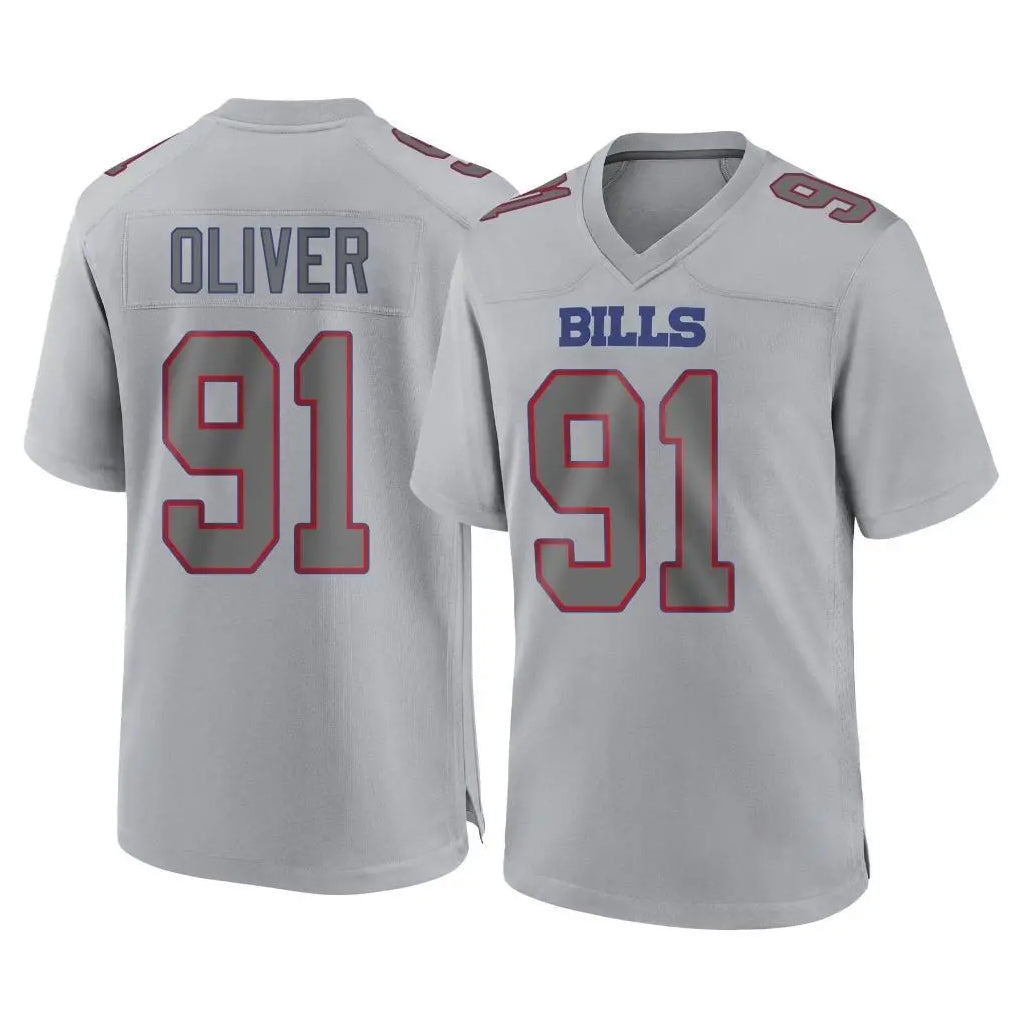 B.Bills #91 Ed Oliver Player Gray Home Game Kdoa Stitched Jerseys