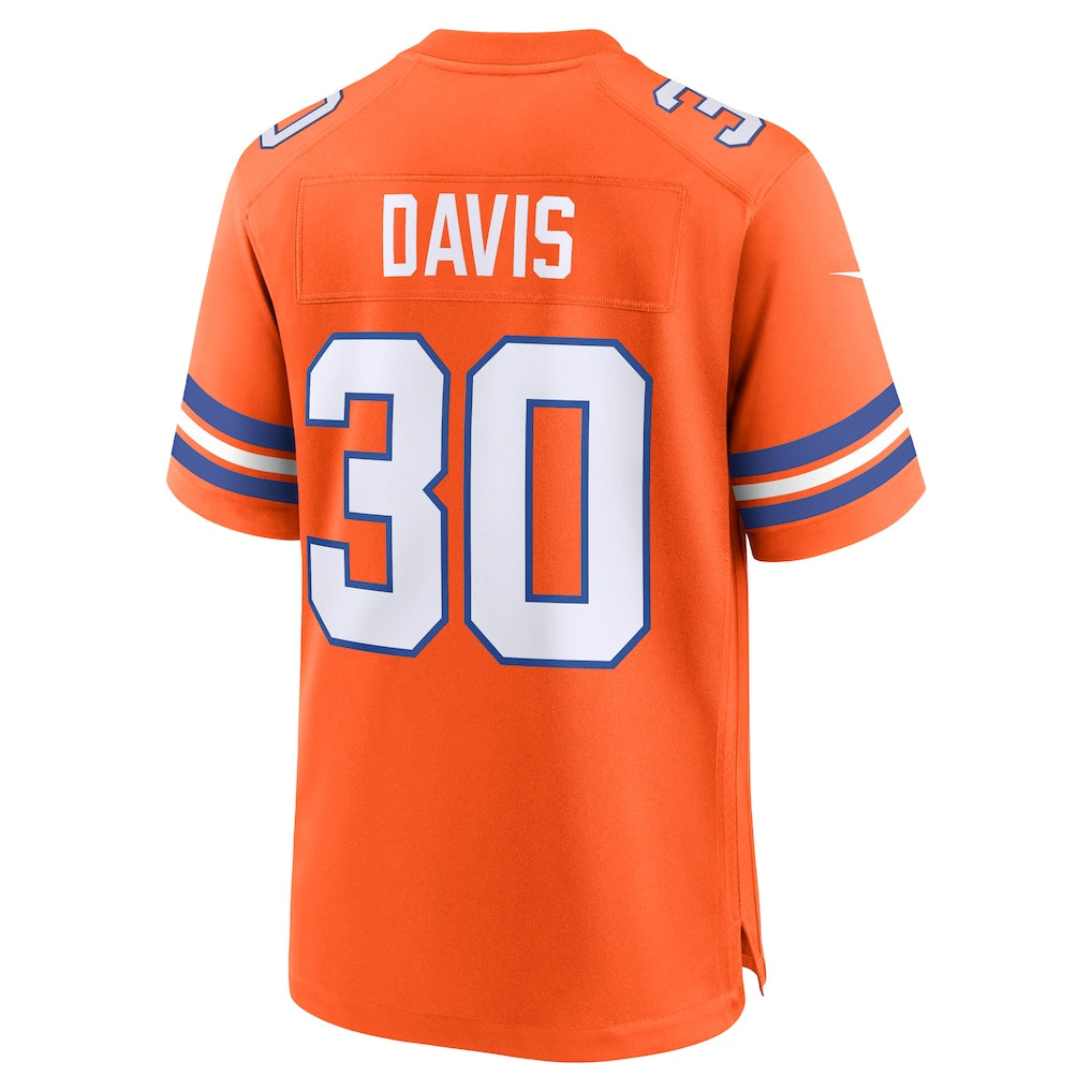 Kdoa D.Broncos #30 Terrell Davis Orange Retired Player Alternate Game Jersey