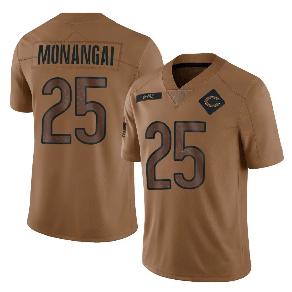 C.Bears #25 Kyle Monangai Player Brown Salute to Service Limited Kdoa Stitched Jerseys