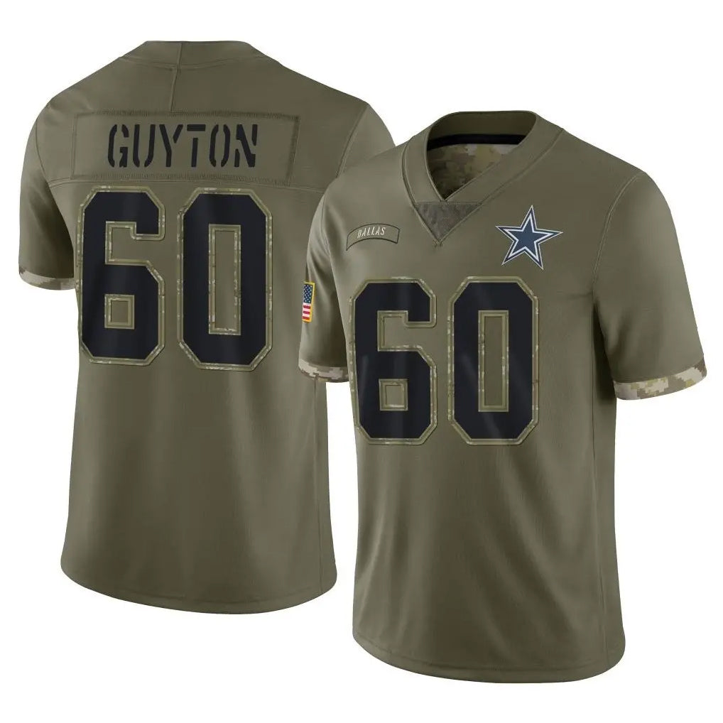 D.Cowboys #60 Tyler Guyton Player Olive Salute to Service Limited Game Xdoa Stitched Jerseys