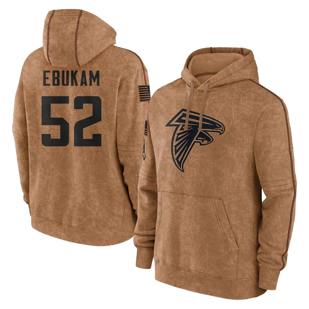 A.Falcons #52 Samson Ebukam Player Brown Salute to Service Club Fleece Hoodie Kdoa Stitched Jerseys