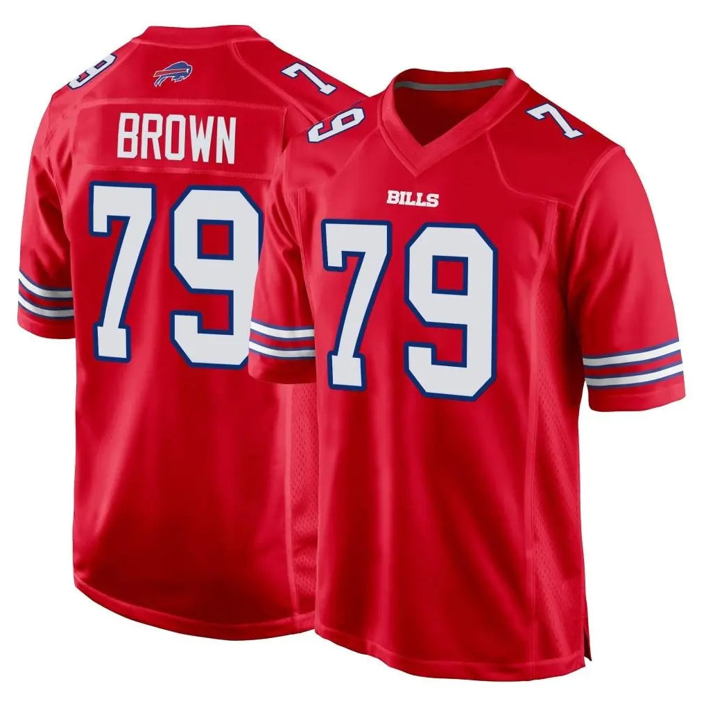 B.Bills #79 Spencer Brown Player Red Home Game Kdoa Stitched Jerseys