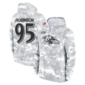 B.Ravens #95 Tavius Robinson Player Arctic Camo Salute to Service Pullover Hoodie Kdoa Stitched Jerseys