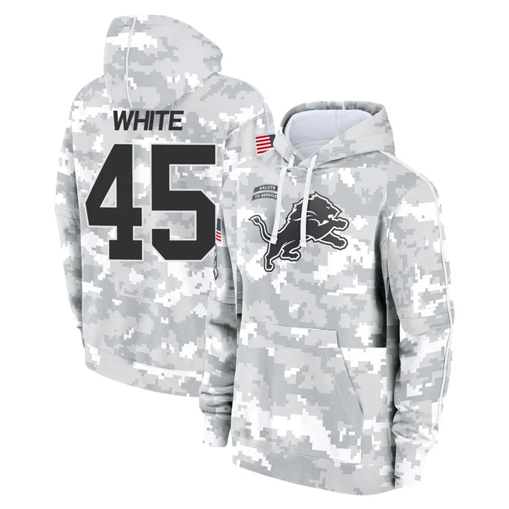 D.Lions #45 Devin White Player Arctic Camo Salute to Service Hoodies Limited Game Kdoa Stitched Jerseys
