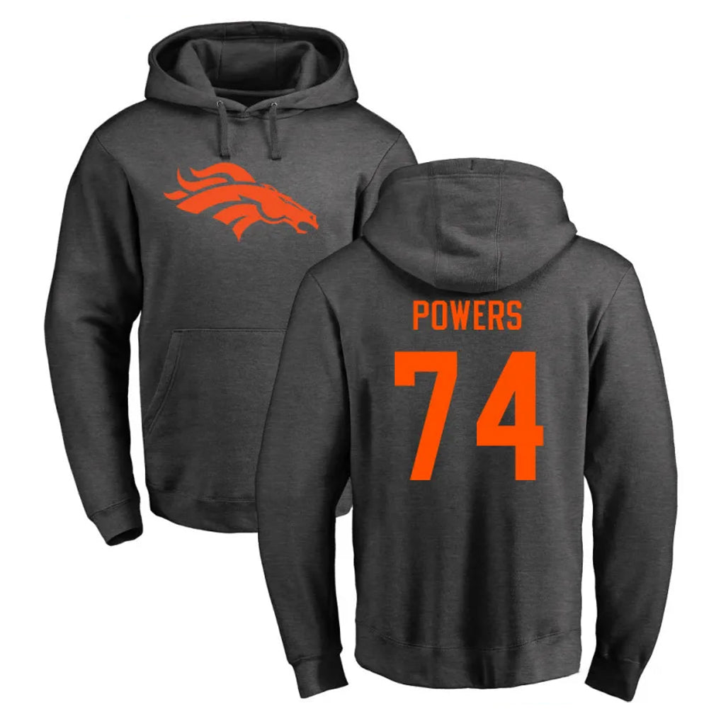 D.Broncos #74 Ben Powers Player Ash One Color Pullover Hoodie Limited Kdoa Stitched Jerseys
