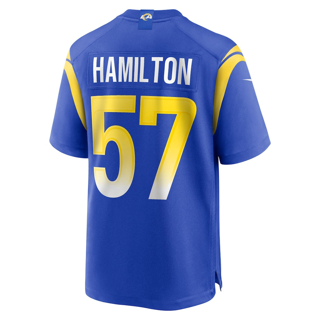 Kdoa LA.Rams #57 Ty Hamilton Royal Team Game Jersey