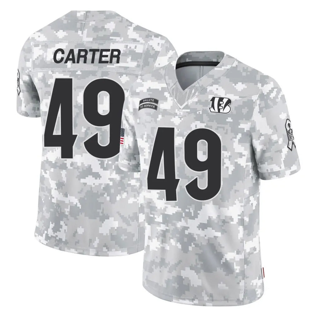 C.Bengals #49 Barrett Carter Player Arctic Camo Salute to Service Limited Kdoa Stitched Jerseys