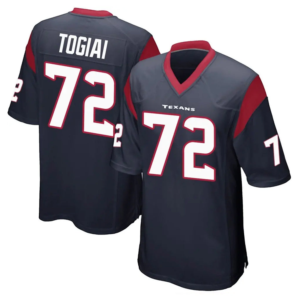 H.Texans #72 Tommy Togiai Player Navy Home Game Kdoa Stitched Jerseys