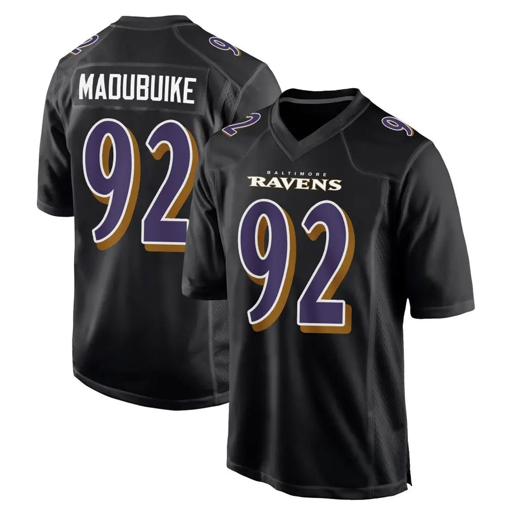 B.Ravens #92 Nnamdi Madubuike Player Black Carbon Fashion Home Game Kdoa Stitched Jerseys