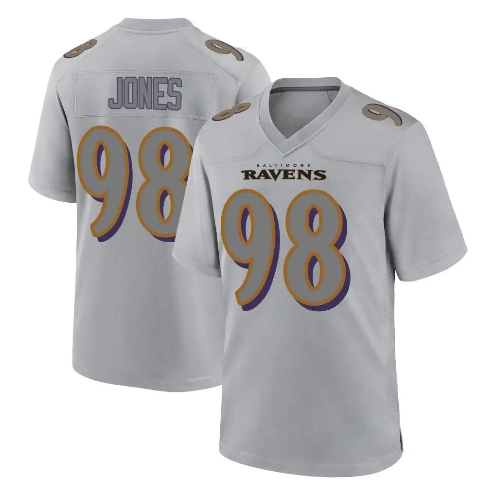 B.Ravens #98 Travis Jones Player Gray Color Rush Vapor Untouchable Game Kdoa Stitched Jerseys