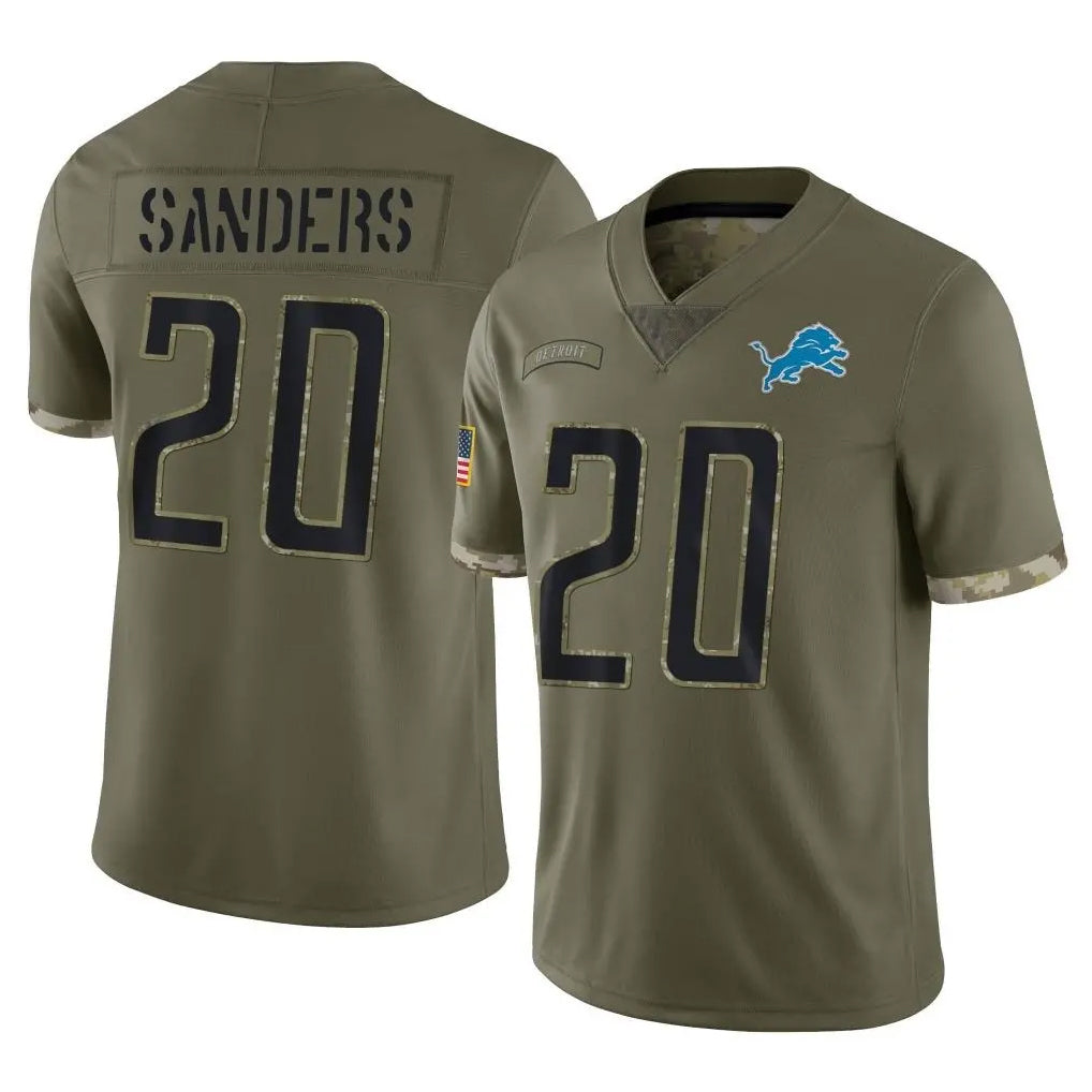 D.Lions #20 Barry Sanders Player Olive Salute To Service Limited Kdoa Stitched Jerseys