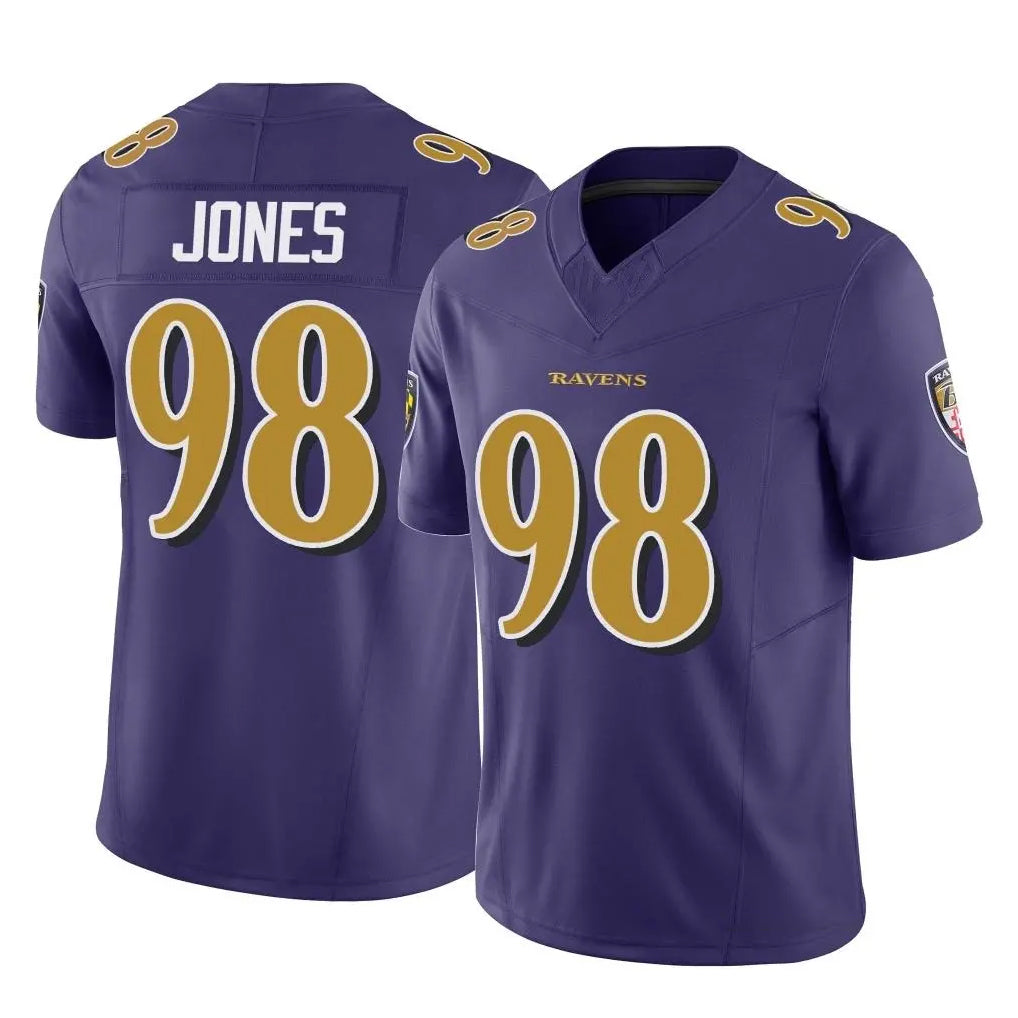 B.Ravens #98 Travis Jones Player Purple Vapor F.U.S.E. Limited Kdoa Stitched Jerseys