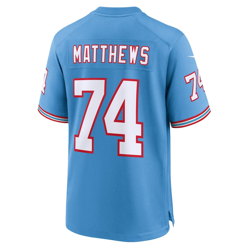 Kdoa T.Titans #74 Bruce Matthews Light Blue Retired Player Alternate Game Jersey