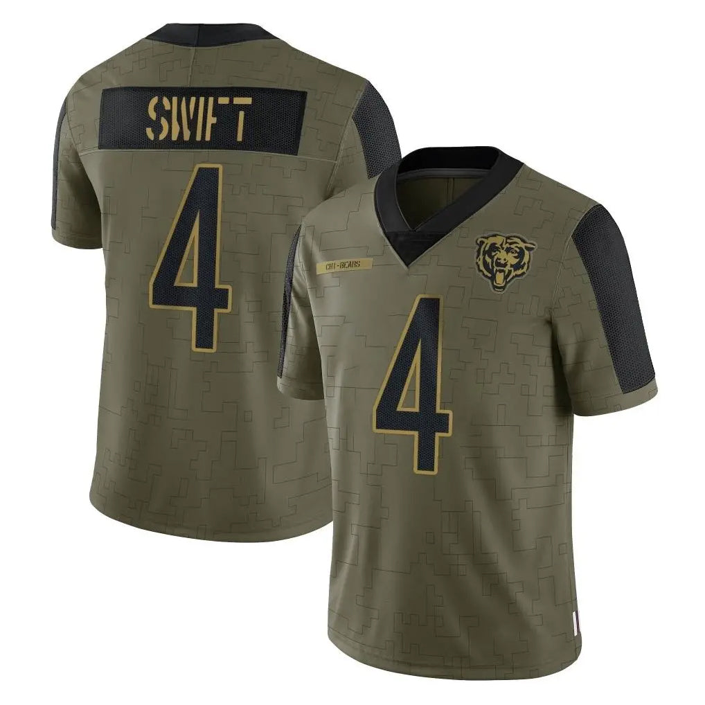 C.Bears #4 D'Andre Swift Player Olive Salute to Service Limited Kdoa Stitched Jerseys