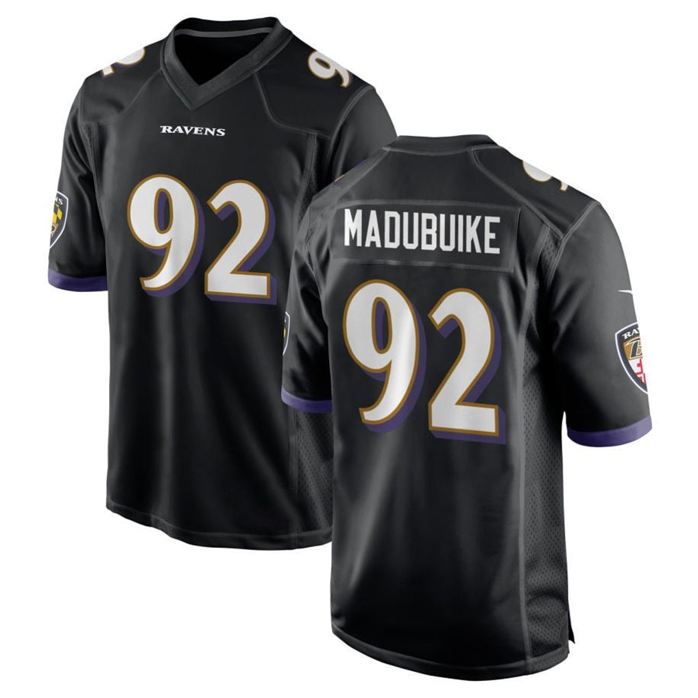 B.Ravens #92 Nnamdi Madubuike Player Black Alternate Home Game Kdoa Stitched Jerseys