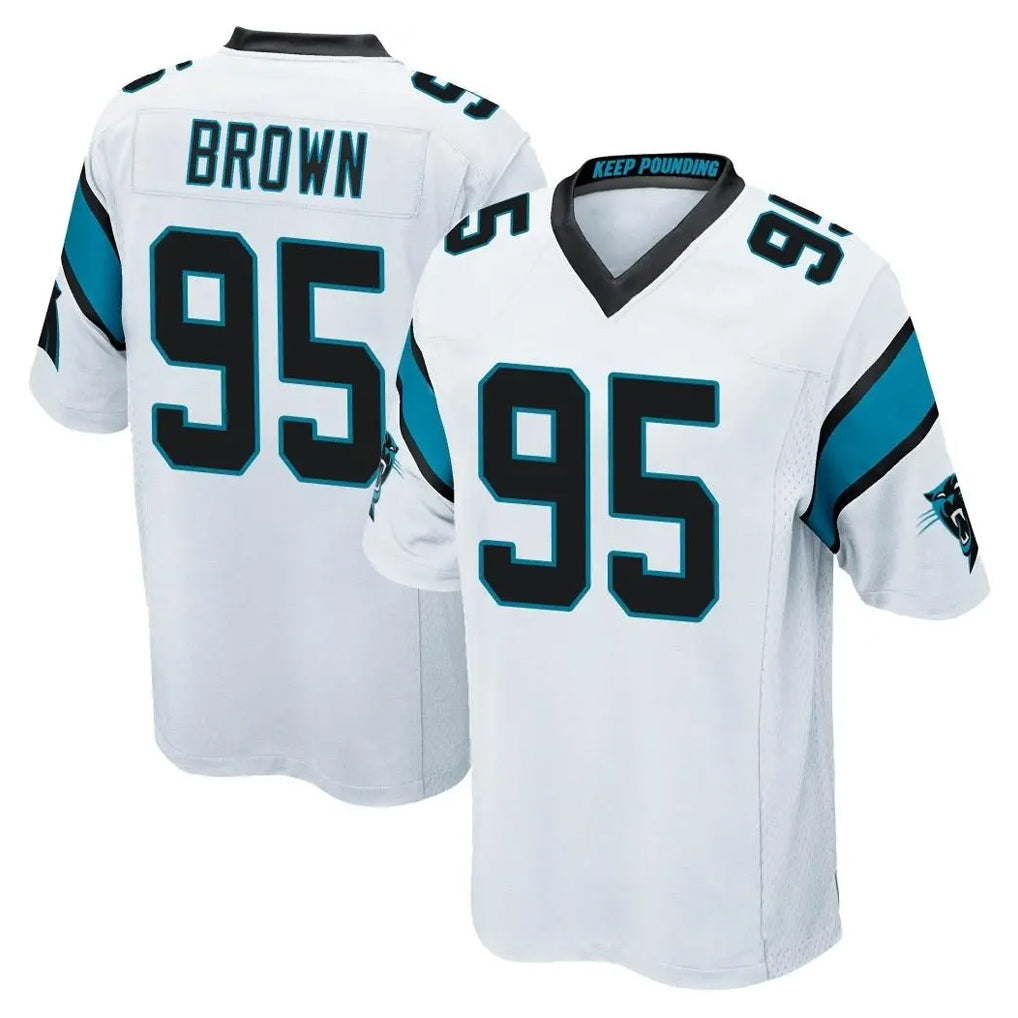 C.Panthers #95 Derrick Brown Player White Game Kdoa Stitched Jerseys