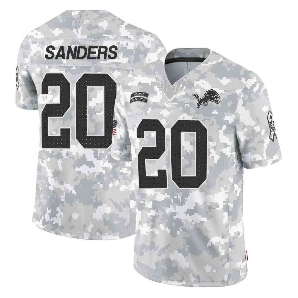 D.Lions #20 Barry Sanders Player Arctic Camo Salute To Service Limited Kdoa Stitched Jerseys