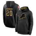 D.Lions #20 Barry Sanders Player Black Salute to Service Hoodies Limited Game Kdoa Stitched Jerseys