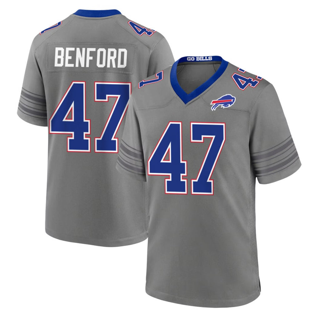 B.Bills #47 Christian Benford Player Gray Nickel City Home Game Kdoa Stitched Jerseys