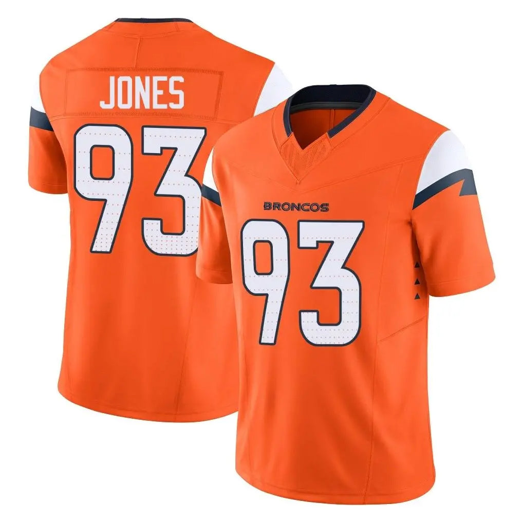 D.Broncos #93 D.J. Jones Player Orange Vapor F.U.S.E. Limited Home Game Kdoa Stitched Jerseys