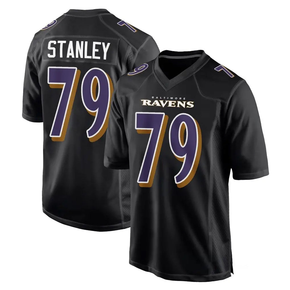 B.Ravens #79 Ronnie Stanley Player Black Carbon Fashion Home Game Kdoa Stitched Jerseys