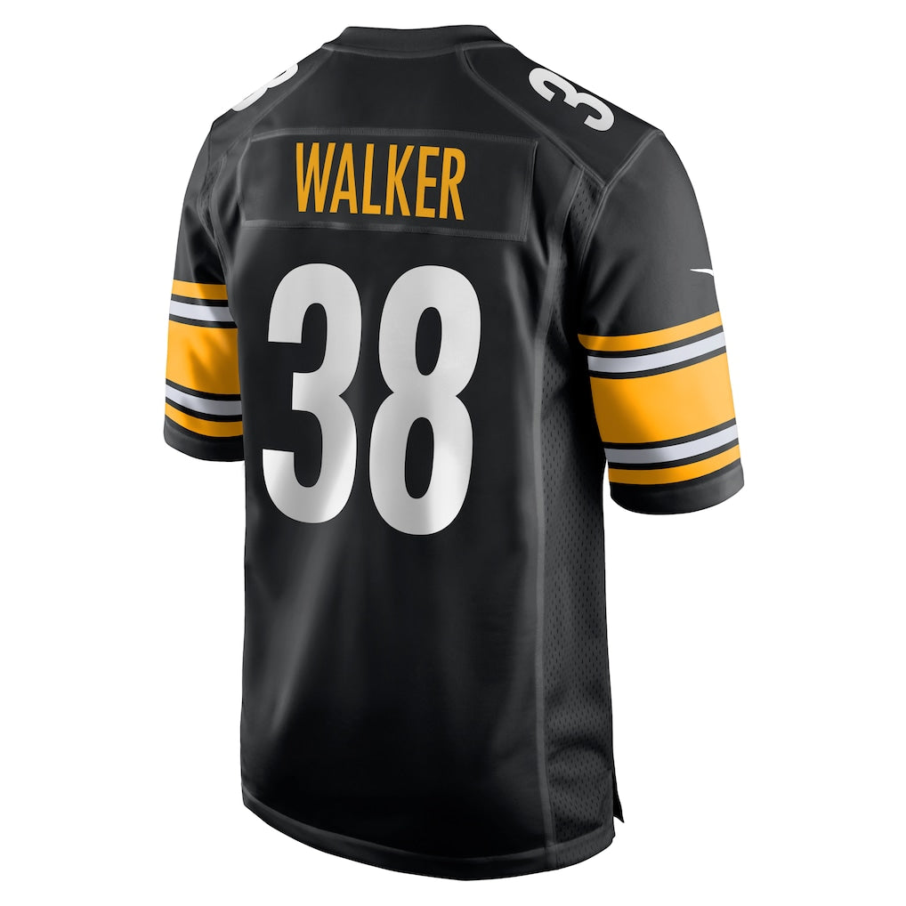 Kdoa P.Steelers #38 Mykal Walker Black Team Game Jersey