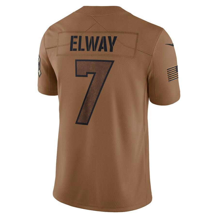 D.Broncos #7 John Elway Player Brown Salute To Service Limited Kdoa Stitched Jerseys