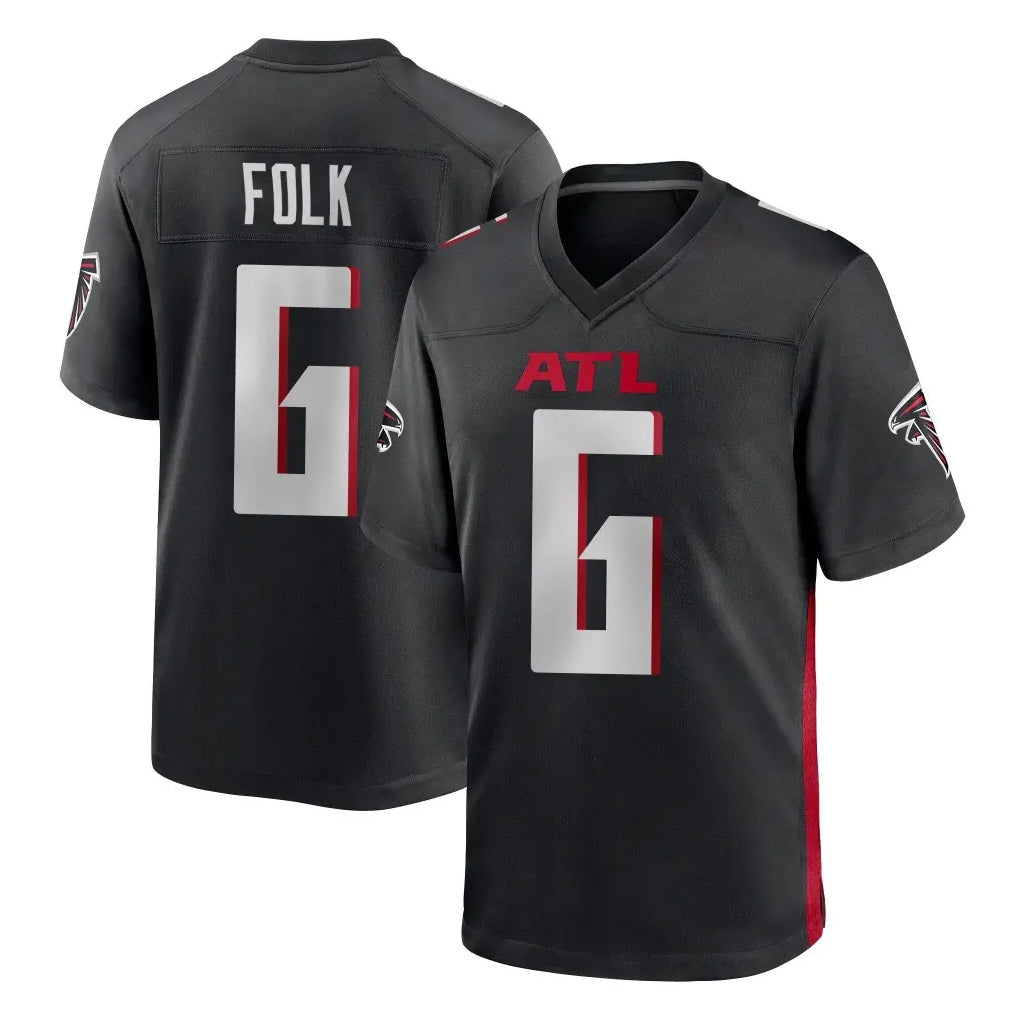 A.Falcons #6 Nick Folk Player Black Home Game Kdoa Stitched Jerseys