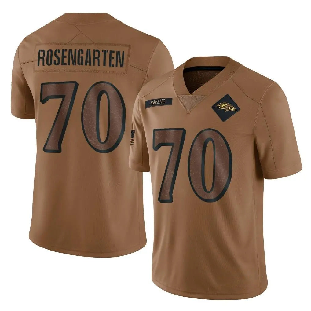 B.Ravens #70 Roger Rosengarten Player Brown Salute To Service Limited Kdoa Stitched Jerseys
