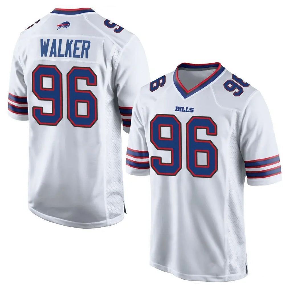 B.Bills #96 Deone Walker Player White Home Game Kdoa Stitched Jerseys