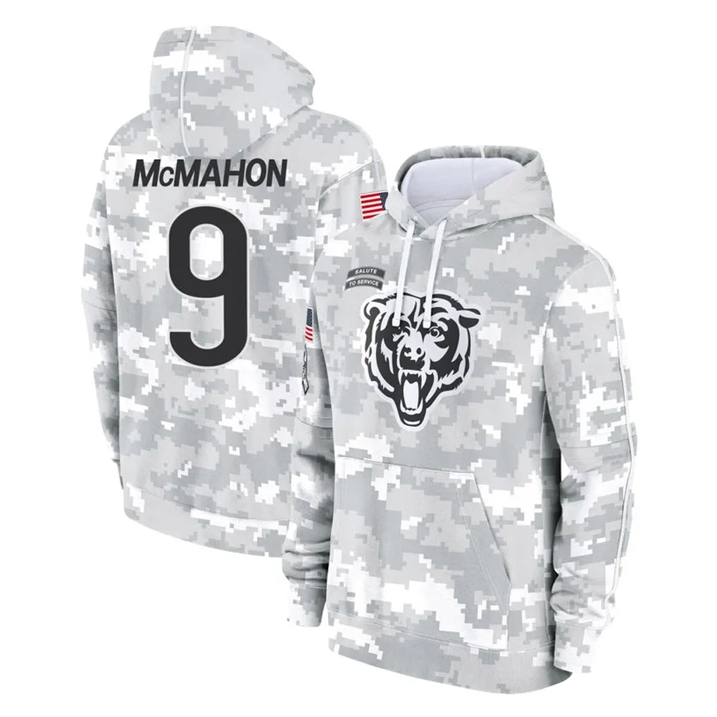 C.Bears #9 Jim McMahon Player Arctic Camo Salute to Service Pullover Hoodies Limited Kdoa Stitched Jerseys