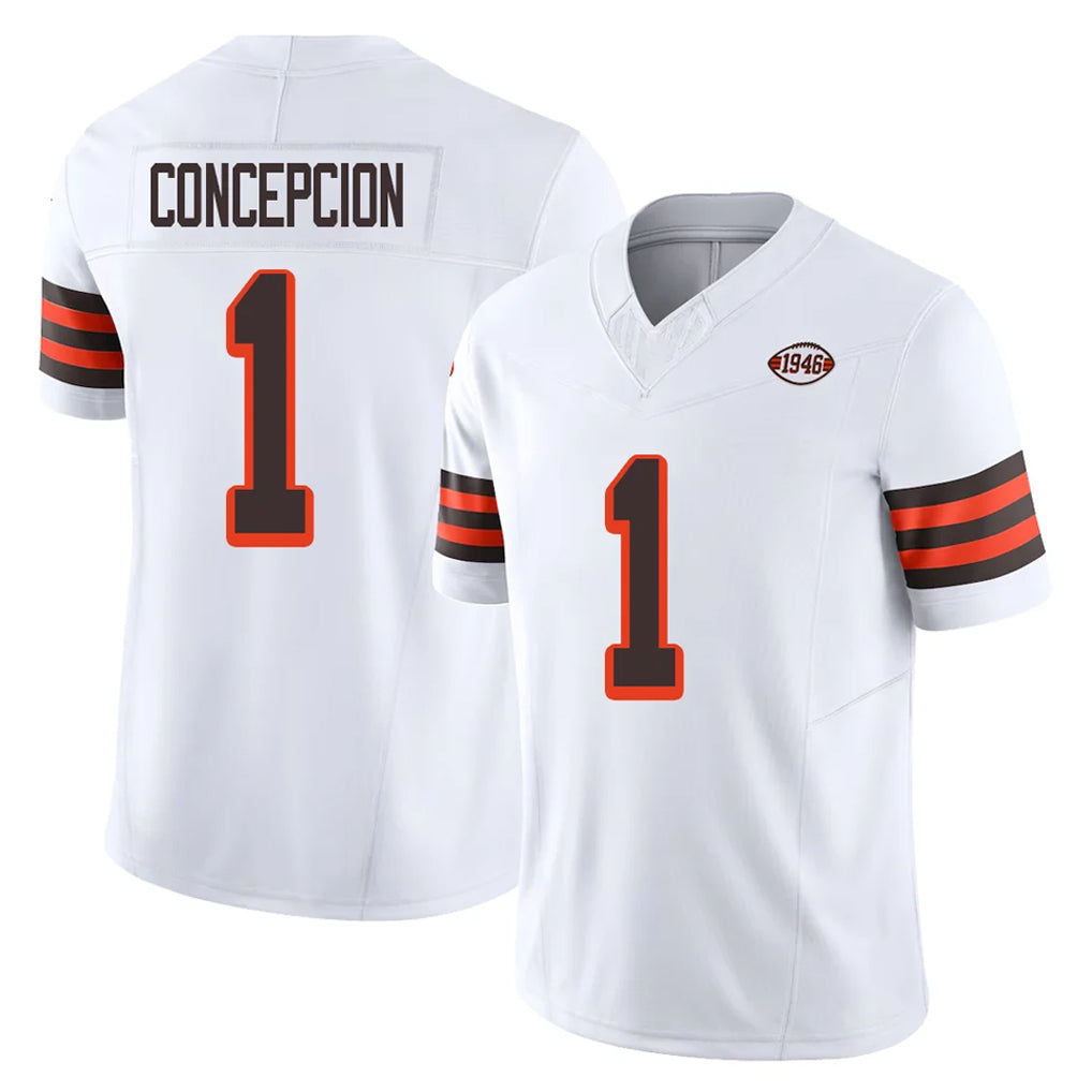 C.Browns #1 KC Concepcion Player White Limited Vapor F.U.S.E. Alternate Game Kdoa Stitched Jerseys