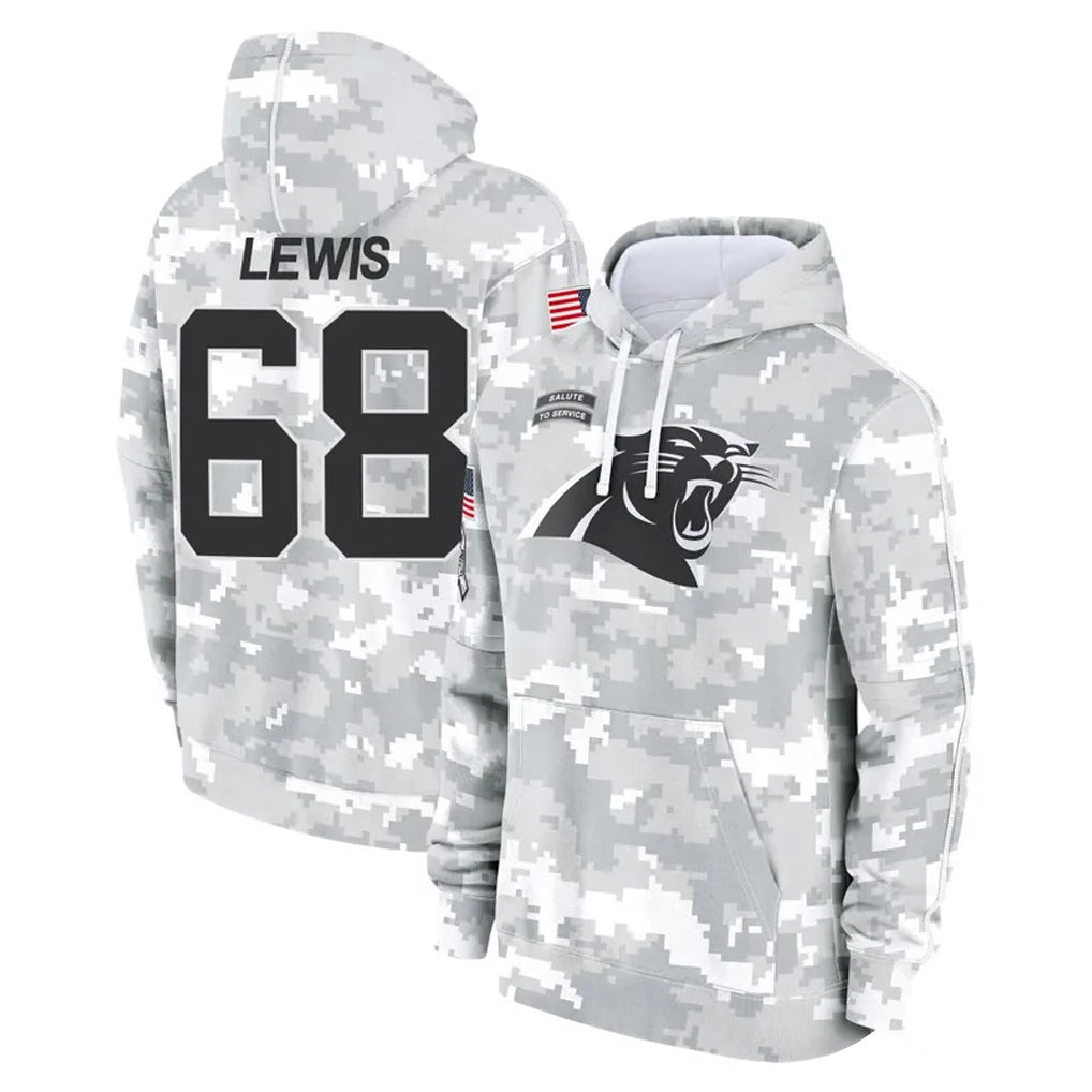 C.Panthers #68 Damien Lewis Player Arctic Camo Salute to Service Pullover Hoodies Limited Game Kdoa Stitched Jerseys