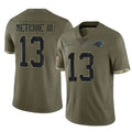 C.Panthers #13 John Metchie III Player Olive Salute to Service Game Kdoa Stitched Jerseys