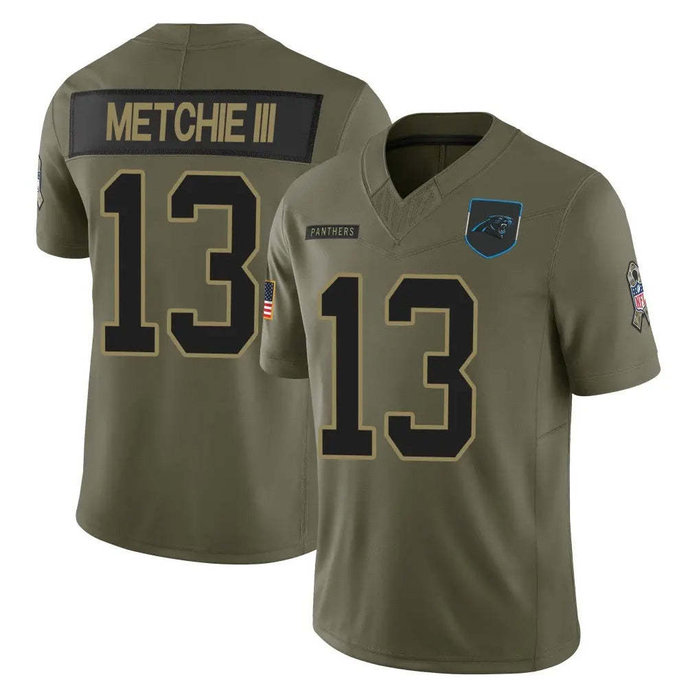 C.Panthers #13 John Metchie III Player Olive 2025 Salute to Service Limited Game Kdoa Stitched Jerseys