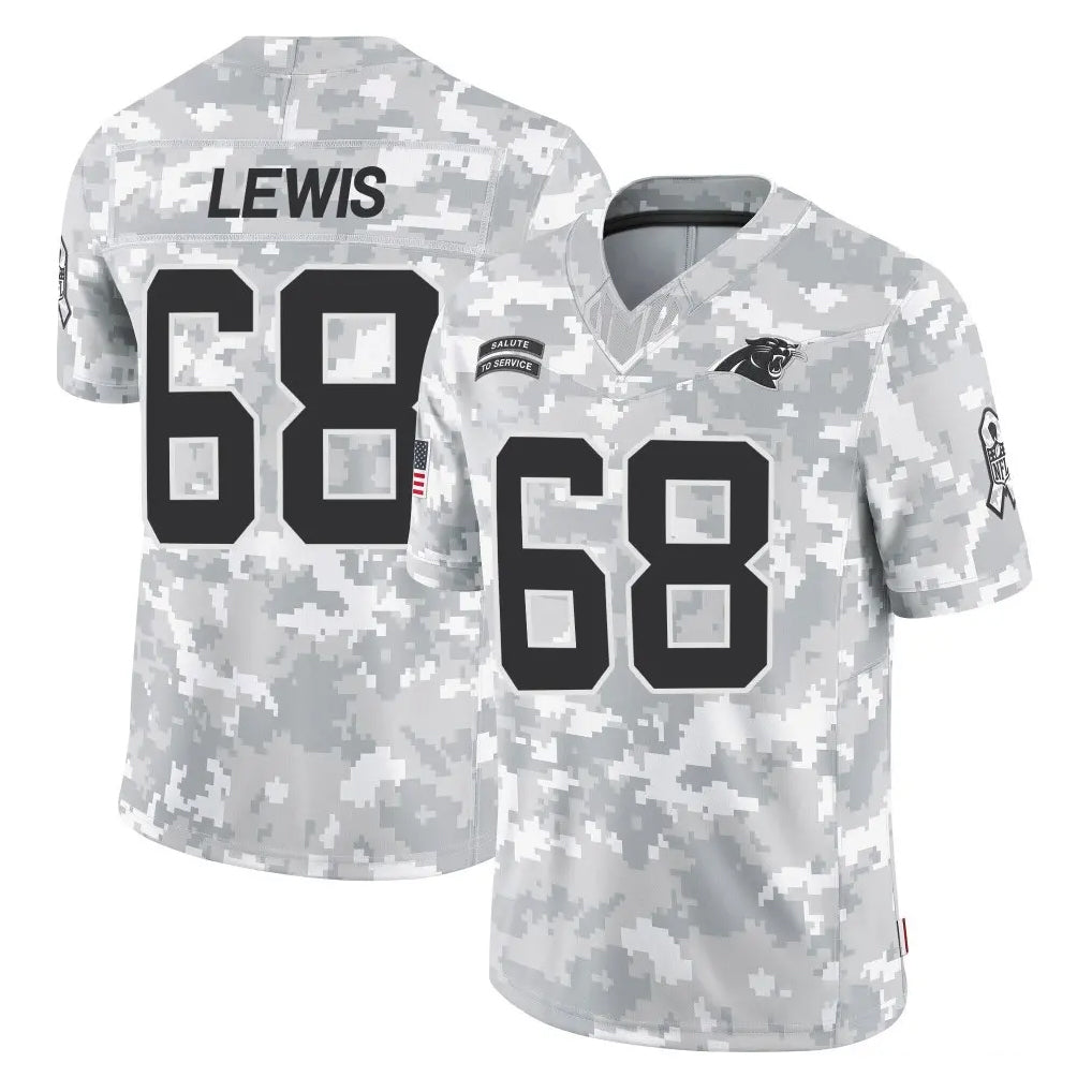 C.Panthers #68 Damien Lewis Player Arctic Camo Salute to Service Limited Game Kdoa Stitched Jerseys