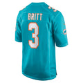 Kdoa M.Dolphins #3 K.J. Britt Aqua Team Game Jersey
